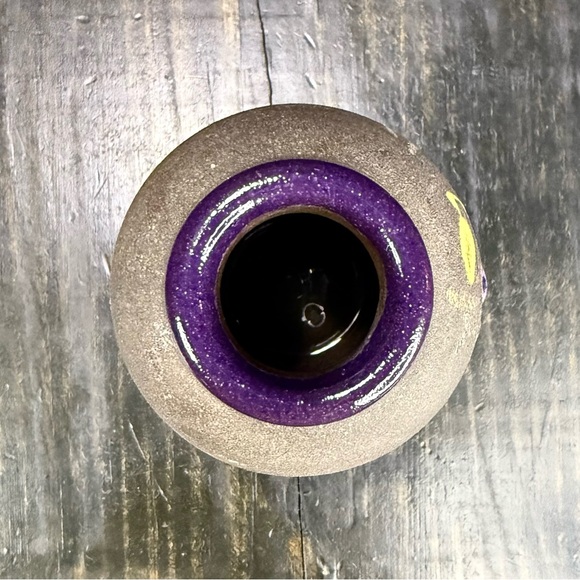 Boot Hill Pottery Black Bear Berries Deep Purple Vase Painted Stoneware 5.75” - Picture 7 of 11